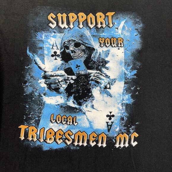 Support Local Tribesmen Motorcycle Long Sleeve T-Shirt Men’s 3XL Black Graphic - Picture 2 of 11